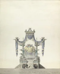 Katafalk för kejsarinnan Katarina den stora av Ryssland fronthöjd., 1796.