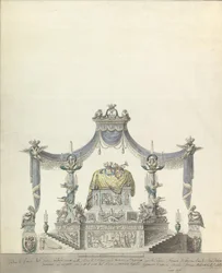 Katafalken för kejsarinnan Katarina den stora av Ryssland sidohöjd., 1796.