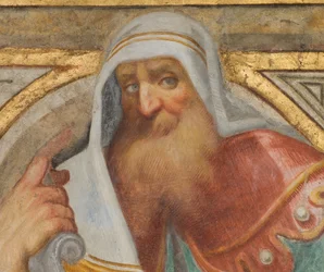 Central Nave, Plume Fourth North Span, Vincenzo Campi 1573, byst med profet, detalj