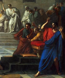 Caesars död, 15 mars 44 f.Kr., av Vincenzo Camuccini (1771-1844)