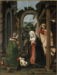 Nativity med St Catherine of Alexandria (olja på panel