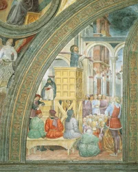 Molnets mirakel, detalj från Stories of Saint Peter Martyr, av Vincenzo Foppa