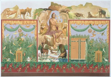 Orpheus Taming the Animals, rekonstruktion av en fresk från Pompeji