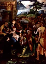 Tillbedjan av Magi med en donator (olja och tempera på panel)