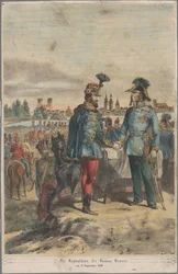 General György Klapka överlämnar fästningen Komárom till fältmarskalk Jacob Julius von Haynau den 2 oktober 1849