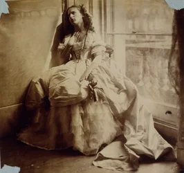 Studie av en flicka som sitter vid ett fönster, ca 1855-65