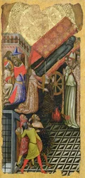 Helande av kejsar Konstantins dotter, Sankt Antonius begravning (överst); Kejsar Konstantins dotter besatt av djävulen (nederst)