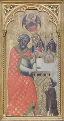 Sankt Petrus välsignar en pilgrim, ca 1350 (tempera på pannå)