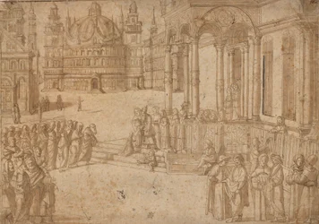 Efter Carpaccio - Jungfru Marie bebådelse i templet ca 1500-20