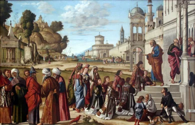 Tyska: Die Weihe des Heiligen Stephanus zum Diakon Invigning av S:t Stefan till diakon