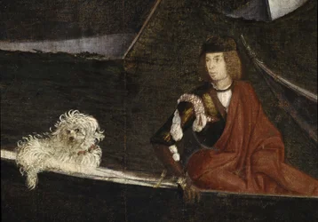 Miraklet med reliken av det heliga korset på Rialtobron". Detalj. Målning av Vittore Scarpazza känd som Vittore Carpaccio (1460-1525)