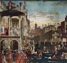 Miraklet av reliken från det sanna korset på Rialtobron, 1496
