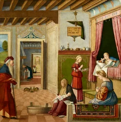 Jungfru Marias födelse, ca 1502-1504.