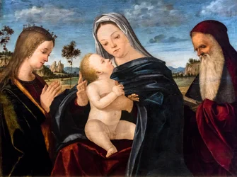 Jungfru och barn med Sankta Katarina och Sankta Hieronymus, ca 1503 (olja på trä)
