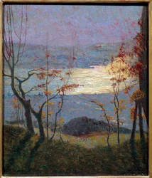 Morgon. Höstlandskap med träd. Målning av Vittore Grubicy Di Dragon (1851-1920) Ec. Italien, 1900-talet. Olja på duk. Mått: 0,47 x 0,41 m. Paris, Musée d