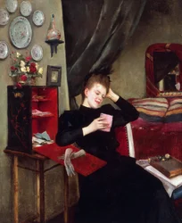 Söta minnen, målning av Vittorio Matteo Corcos (1859-1933), olja på duk, 50x61 cm