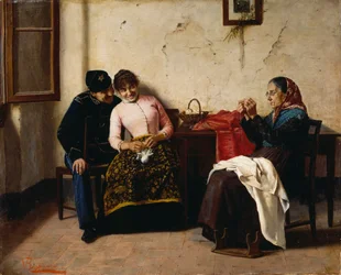 Friaren, av Vittorio Reggianini (1858-1938), olja på duk, 65x59,5 cm