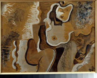Abstrakt komposition - Verk av Vladimir Davidovich Baranov Rossine (Baranov-Rossine) (Wladimir Daniel Baranoff Rossine (Baranoff-Rossine) (1888-1944), gouache på kartong (24x31 cm), cirka 1913 - Abstrakt komposition, gouache på kartong av Vladimir Davi