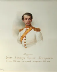 Porträtt av greve Viktor Yegorovich Kankrin (från albumet med de kejserliga hästvakterna) - Hau (Gau), Vladimir Ivanovich (1816-1895) - 1846-1849 - Akvarell på papper - Institut för rysk litteratur IRLI (Pushkin-huset), St. Petersburg