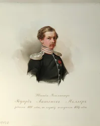 Porträtt av Eduard Antonovich Möller (1820-1879) (Från albumet med de kejserliga hästvakterna) - Hau (Gau), Vladimir Ivanovich (1816-1895) - 1846-1849 - Akvarell på papper - Institut för rysk litteratur IRLI (Pushkin- House), St Petersburg
