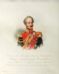Porträtt av general Pjotr Alexandrovich Chicherin (från albumet med de kejserliga hästvakterna) - Hau (Gau), Vladimir Ivanovich (1816-1895) - 1846-1849 - Akvarell på papper - Institut för rysk litteratur IRLI (Pushkin-huset), St. Petersburg
