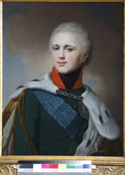 Alexandre Ier de Russie (Alexandre Pavlovitch Romanov) - Porträtt av kejsar Alexander I (1777-1825) - Vladimir Lukich Borovikovsky (1757-1825). Olja på duk