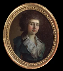 Porträtt av författaren Vassily V. Kapnist (1757 eller 1758-1823). (Porträtt av författaren Vasily V. Kapnist). Målning av Vladimir Lukich Borovikovsky (ou Borovikovski) (1757-1825). Huile sur toile