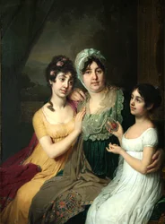Porträtt av grevinnan Anna Bezborodko med sina döttrar Lyubov och Cleopatra, 1803