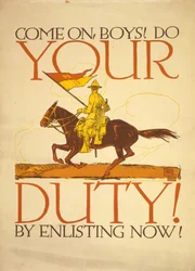 Kom igen killar! Gör din plikt! Genom att ta värvning nu! 1917 (silkscreen i färg)