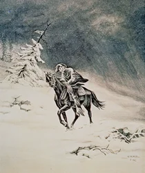 Pony Express Rider i Sierra Nevada-bergen