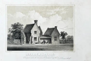 Lenton Station, Nottingham och Mansfield Railway, ca 1848 (tonad litografi på papper)