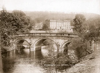 Chatsworth House och bron över floden Derwent, Derbyshire, 1853