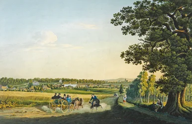Vy över Alt Haldensleben graverad av Carl August Richter (1770-1848) (gravyr med akvarell)
