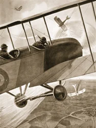 Kapten Bell-Irving engagerar tre av fiendens flygplan