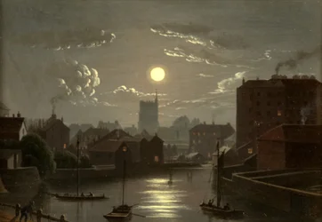 Bristol - Moonlight Scene (olja på koppar)