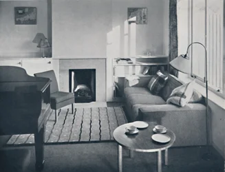Elsa Booth - Vardagsrum som var planerat att rymma en flygelforte, 1939