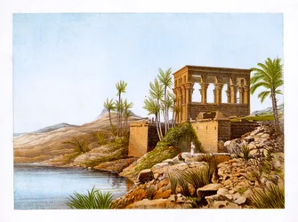 Egyptiskt tempel vid Nilen, Egypten, c1870.