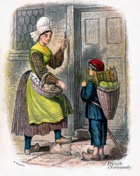 "Fransk kvinna och barn som säljer frukt", 1809.