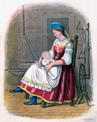 Rysk kvinna med barn, 1809.