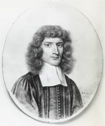 Porträtt av Isaac Barrow (1630-1677), engelsk kristen teolog och matematiker, gravyr