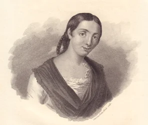 Porträtt av den italienska författaren Giustina Renier Michiel (1755-1832), kopparstick