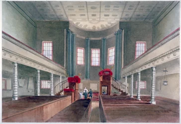 Interiörvy av St Pancras New Church, London, 1855