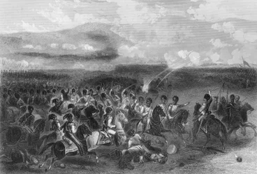 Anfall av tungt kavalleri i slaget vid Balaklava under Krimkriget, 1854 1857.