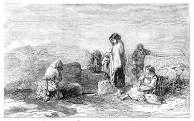 Pilgrims to the Holy Well - av F.W. Topham - från den nya akvarellutställningen, 1845.