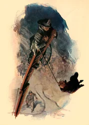 Gatans fulla bredd svängde The Pendent Figure, 1910.
