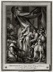 Aristodemus, som väljs till kung av Kreta, kröns av de ärevördiga visena, 1777