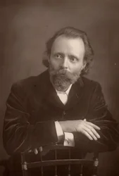 ""(Thomas Henry) Hall Caine (1853-1931) engelsk författare. Dante Gabriel Rossettis följeslagare i slutet av den senares liv (1881-1882) (woodburytyp)