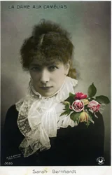 Henriette Rosine Bernard alias Sarah Bernhardt (1844-1923) som "Kameliadamen" av Alexandre Dumas Jr. (foto)