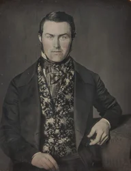 Sittande man i blomväst, 1840-50-tal