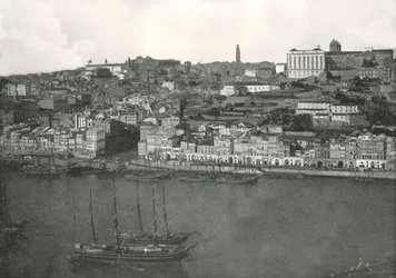 Panorama över staden Porto, Portugal, 1895.